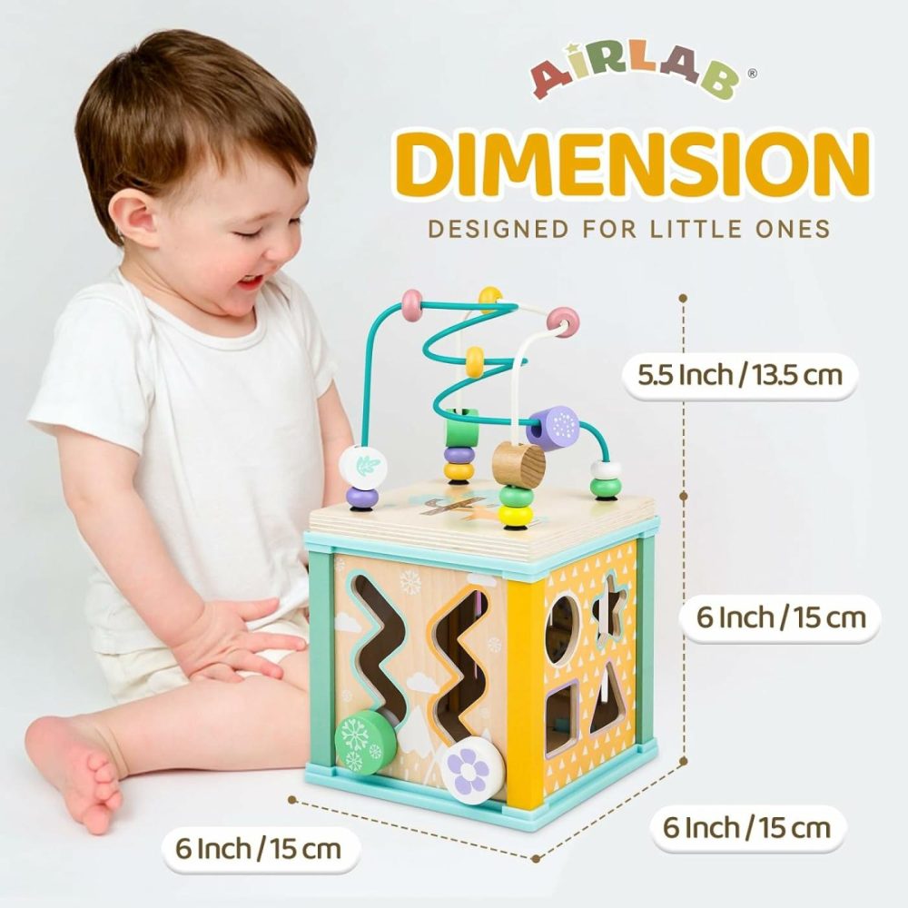 Wooden Activity Cube Montessori Toys For 1 2 3 Year Old Baby Toys 12 Months Toddlers 1-3 Birthday Gift Boys Girls Sensory Interactive Learning Toys  |  Activity Cubes Activity Cubes Activity Cubes