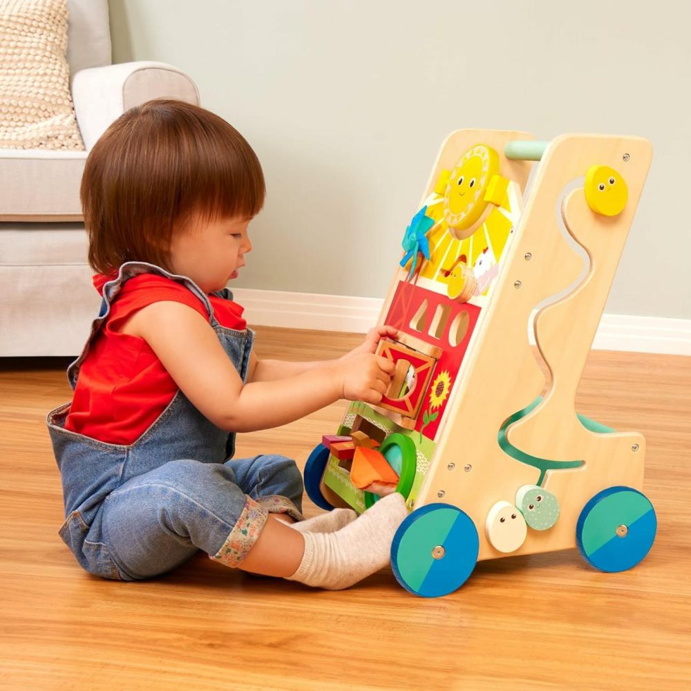 Wooden Activity Walker – 9 Educational Activities – Learning & Walking Toy For Toddlers – Stand  Push  Walk – 1 Year + – Farm Activity Walker  |  Push & Pull Toys All Toys Push & Pull Toys