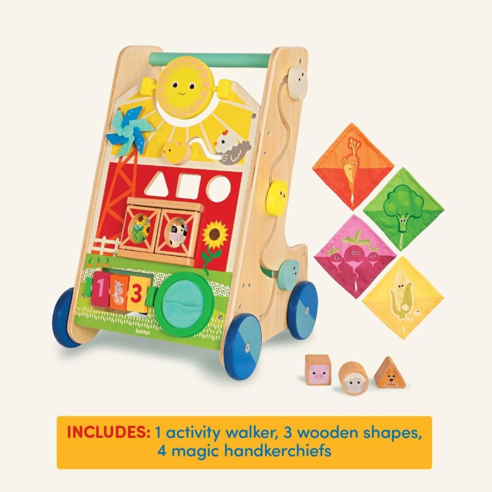 Wooden Activity Walker – 9 Educational Activities – Learning & Walking Toy For Toddlers – Stand  Push  Walk – 1 Year + – Farm Activity Walker  |  Push & Pull Toys All Toys Push & Pull Toys