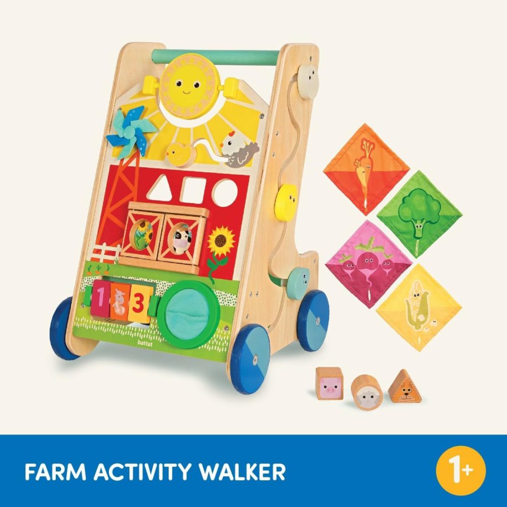 Wooden Activity Walker – 9 Educational Activities – Learning & Walking Toy For Toddlers – Stand  Push  Walk – 1 Year + – Farm Activity Walker  |  Push & Pull Toys All Toys Push & Pull Toys