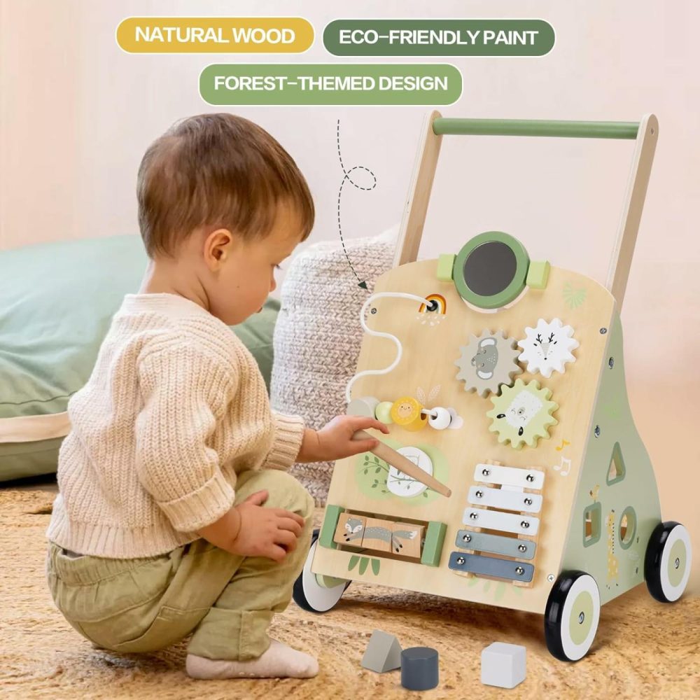 Wooden Baby Push Walker And Toddler Pull Learning Activity Toy – Develop Motor Skills & Creativity – Multiple Activities Center For 1-3 Years Old Boys And Girls  |  Push & Pull Toys All Toys Push & Pull Toys