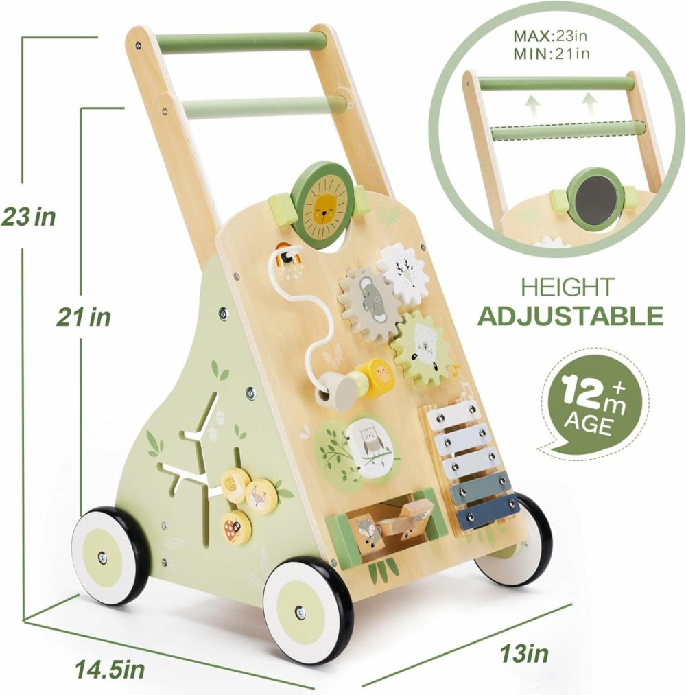 Wooden Baby Push Walker And Toddler Pull Learning Activity Toy – Develop Motor Skills & Creativity – Multiple Activities Center For 1-3 Years Old Boys And Girls  |  Push & Pull Toys All Toys Push & Pull Toys