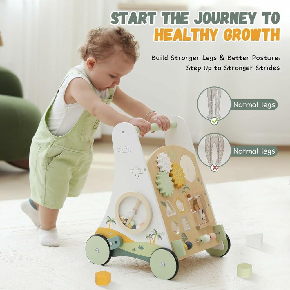 Wooden Baby Push Walker With Activity Center – Adjustable Speed Montessori Walker Toy For Boys And Girls  Woodland Explorer Baby Walker For Toddlers 1-3 Years Old  |  Push & Pull Toys All Toys Push & Pull Toys