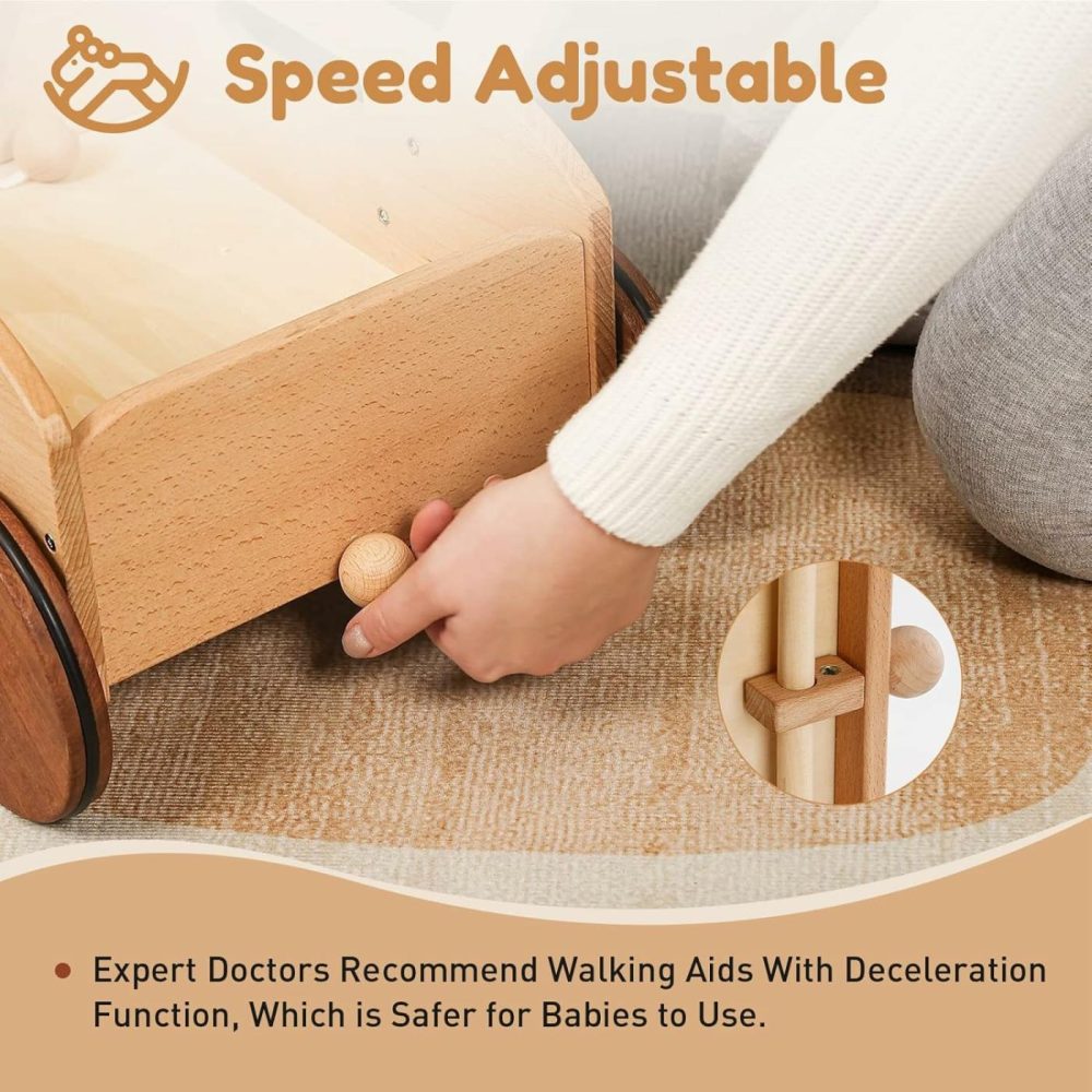 Wooden Baby Walker  Adjustable Speed Push Toys For Babies Learning To Walk  Natural Wood Push And Pull Learning Walking Educational Toys Birthday Toy For Toddler 1 2 3(Patent Protection)  |  Push & Pull Toys All Toys Push & Pull Toys