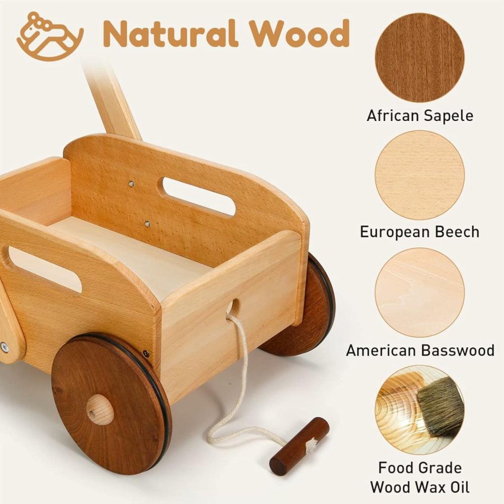 Wooden Baby Walker  Adjustable Speed Push Toys For Babies Learning To Walk  Natural Wood Push And Pull Learning Walking Educational Toys Birthday Toy For Toddler 1 2 3(Patent Protection)  |  Push & Pull Toys All Toys Push & Pull Toys