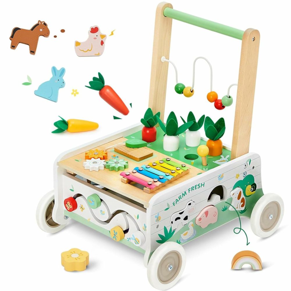 Wooden Baby Walker  Baby Push Walker  Adjustable Speed Baby Walker With Wheel  Toddler Activity Center Toys  Montessori Farm Walker Toy With Shape Sorter  Carrot Harvest For Boys And Girls  |  Push & Pull Toys All Toys Push & Pull Toys