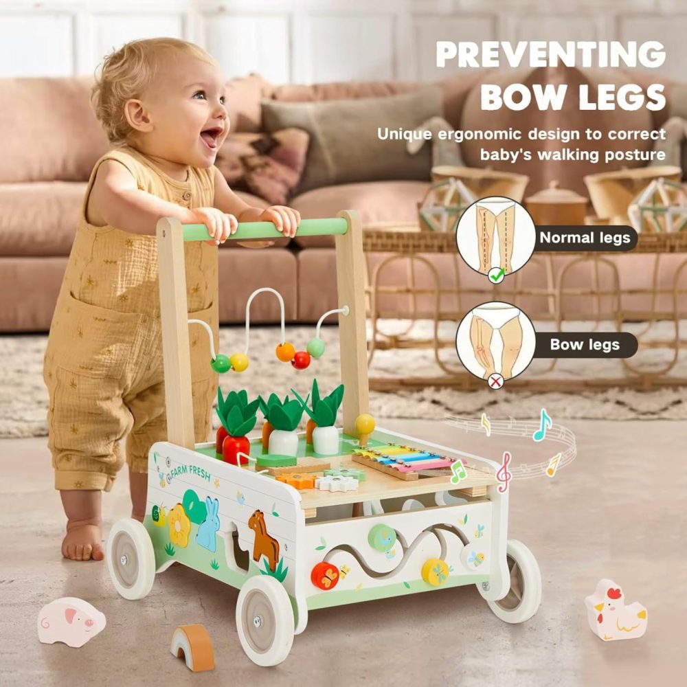 Wooden Baby Walker  Baby Push Walker  Adjustable Speed Baby Walker With Wheel  Toddler Activity Center Toys  Montessori Farm Walker Toy With Shape Sorter  Carrot Harvest For Boys And Girls  |  Push & Pull Toys All Toys Push & Pull Toys