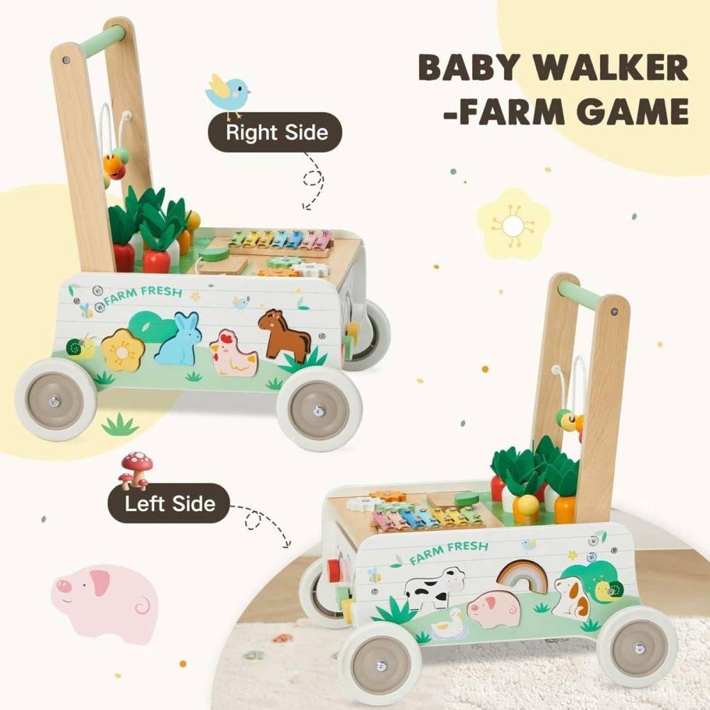 Wooden Baby Walker  Baby Push Walker  Adjustable Speed Baby Walker With Wheel  Toddler Activity Center Toys  Montessori Farm Walker Toy With Shape Sorter  Carrot Harvest For Boys And Girls  |  Push & Pull Toys All Toys Push & Pull Toys