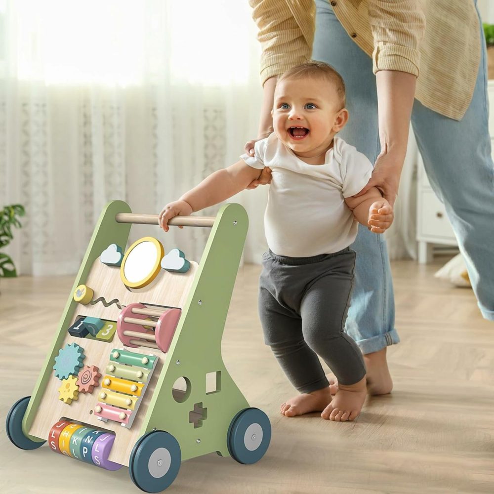 Wooden Baby Walker  Baby Push Walker For Boys And Girls  Learning Walker Activity Center Toys For 1 2 Year Old  |  Push & Pull Toys All Toys Push & Pull Toys