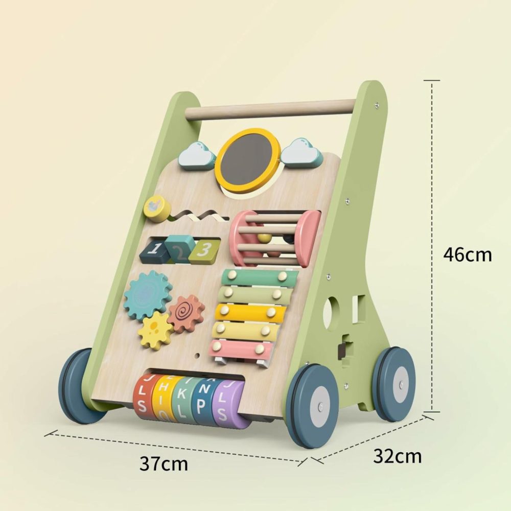 Wooden Baby Walker  Baby Push Walker For Boys And Girls  Learning Walker Activity Center Toys For 1 2 Year Old  |  Push & Pull Toys All Toys Push & Pull Toys