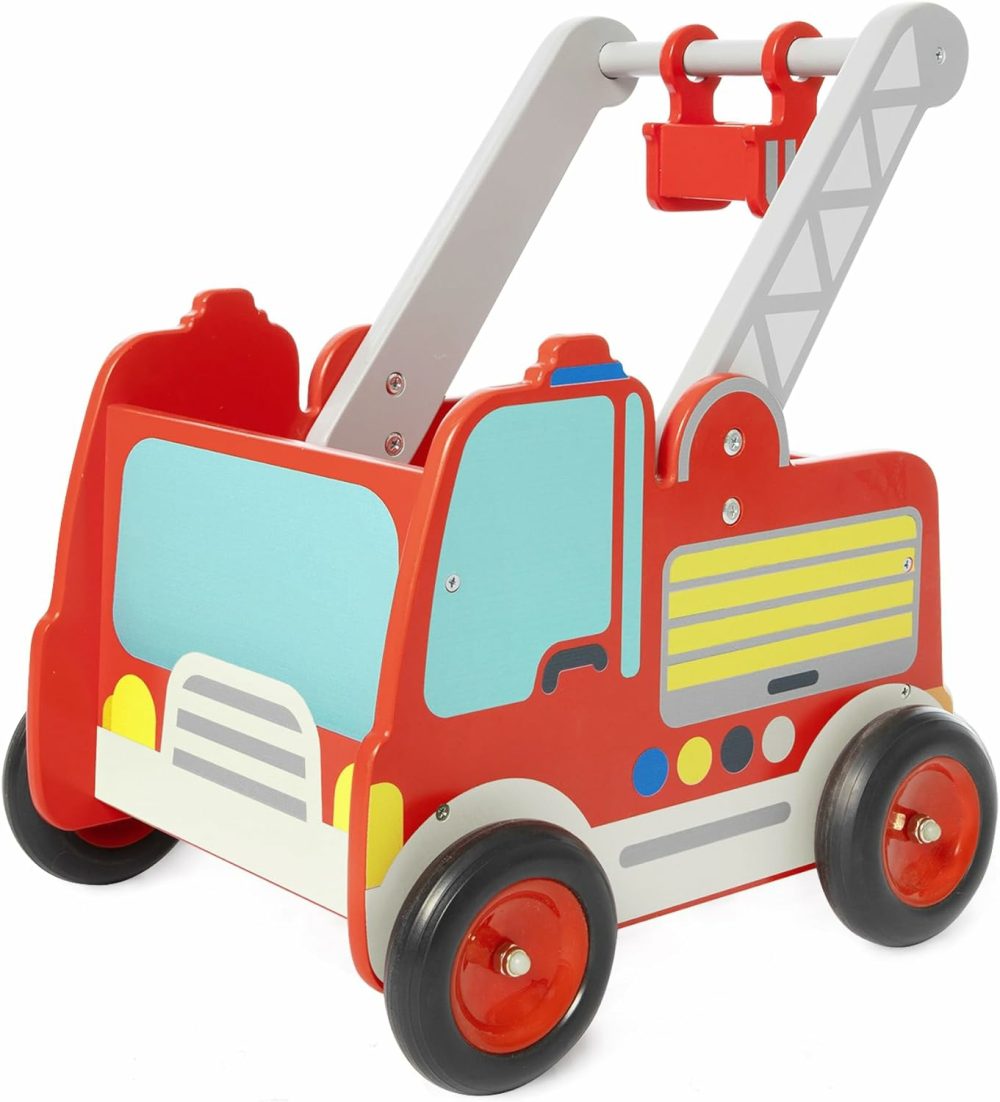 Wooden Baby Walker  Baby Push Walker  Learning Walker Push Toy For Toddlers 1-3 Year Old Boys And Girls  Fire Truck Walker With Wheels  |  Push & Pull Toys All Toys Push & Pull Toys