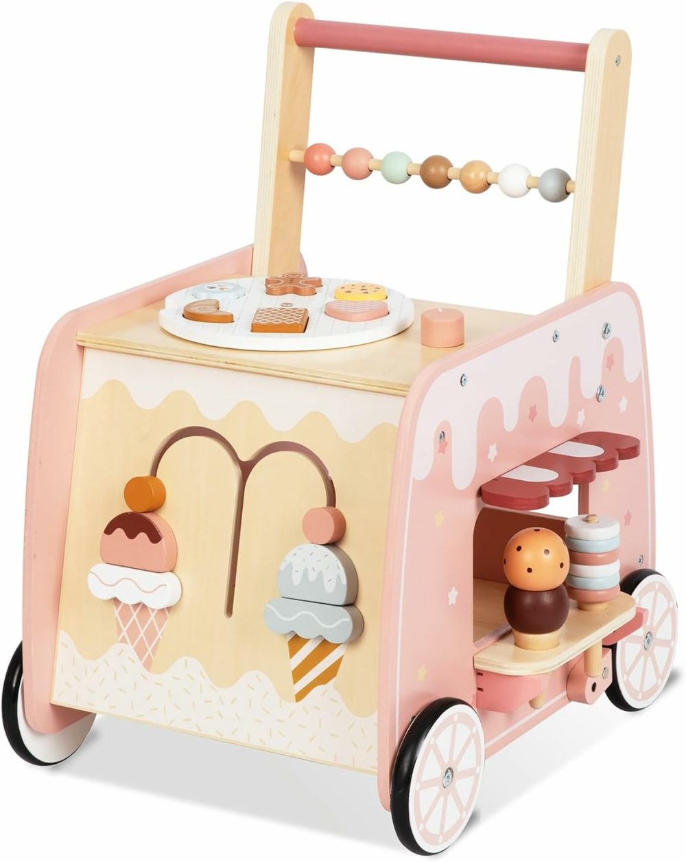 Wooden Baby Walker  Multifunctional Ice Cream Cart Activity Toy For Learning To Push Walk With Wheels  Pretend Playset Ideal For Toddlers  Boys And Girls Ages 1-3  |  Push & Pull Toys All Toys Push & Pull Toys