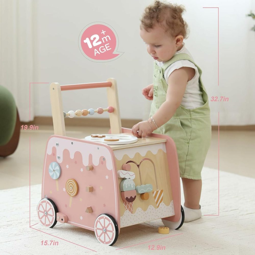 Wooden Baby Walker  Multifunctional Ice Cream Cart Activity Toy For Learning To Push Walk With Wheels  Pretend Playset Ideal For Toddlers  Boys And Girls Ages 1-3  |  Push & Pull Toys All Toys Push & Pull Toys