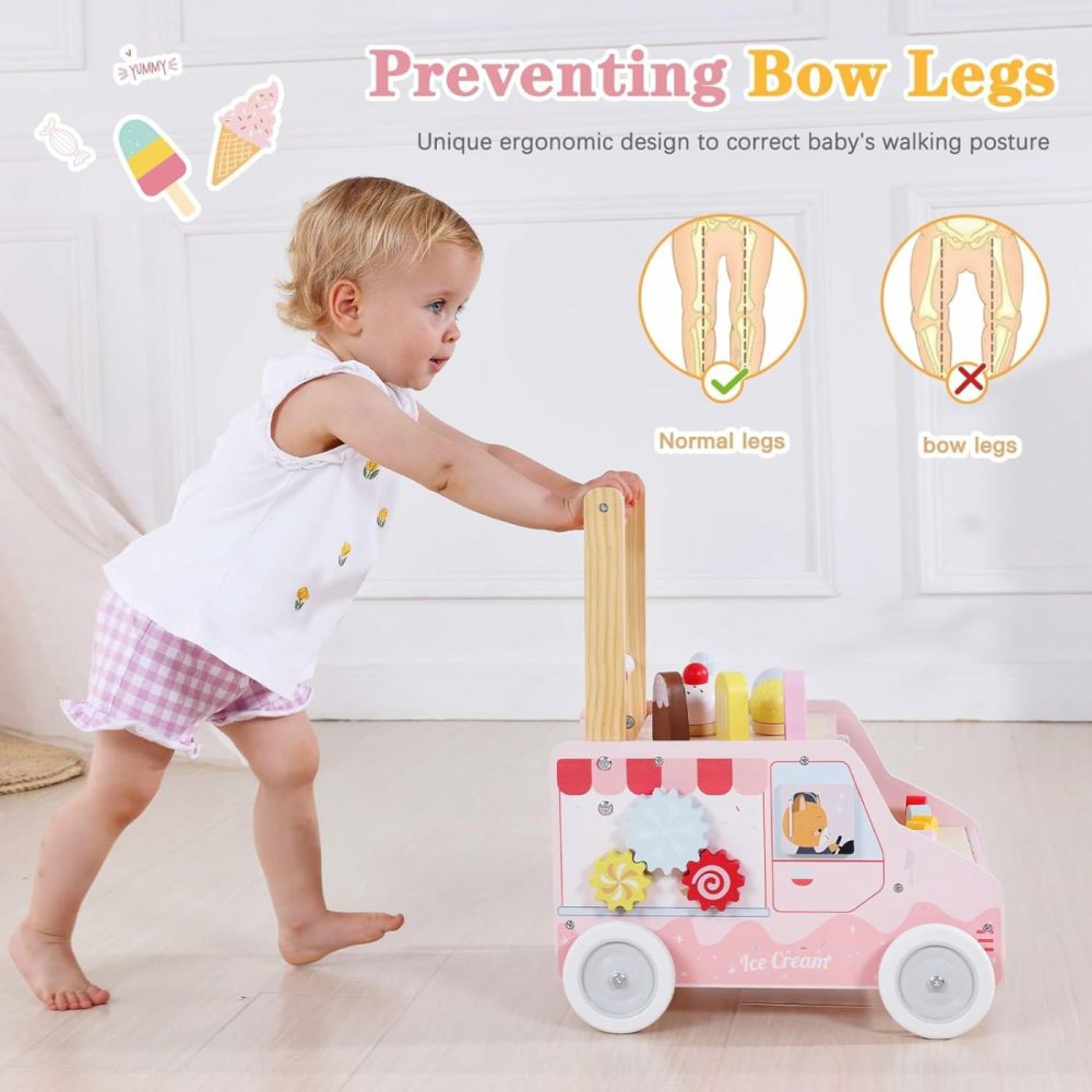 Wooden Baby Walker  Push Activity Walker For Babies  Adjustable Speed Learning Walking Toys  Wood Toddler Push And Pull Walker Birthday Gift For Girls 1-3Y  |  Push & Pull Toys All Toys Push & Pull Toys