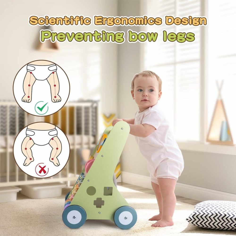 Wooden Baby Walker With Wheels  Baby Walker For Boys 6-12 Months Push Toy  Montessori Walking Toys For 1 Year Old Activity Center  |  Push & Pull Toys All Toys Push & Pull Toys