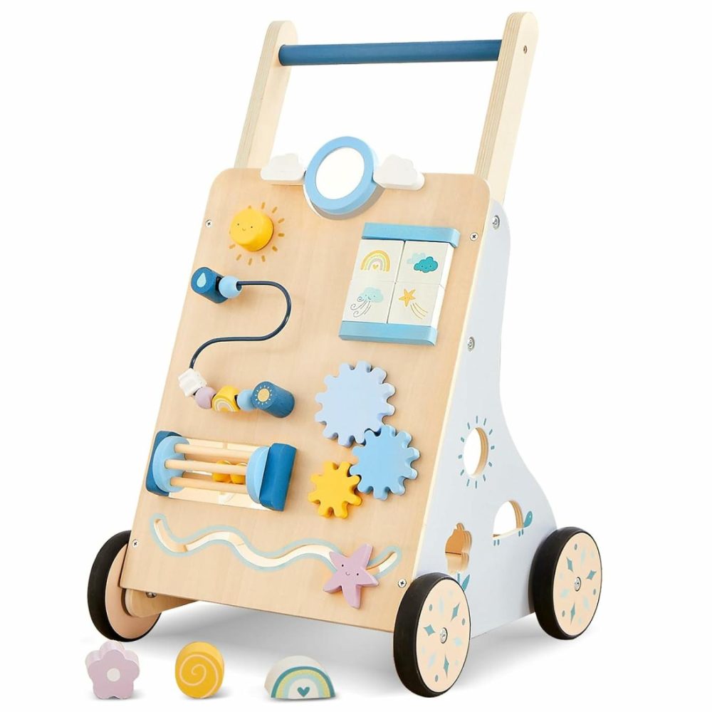 Wooden Baby Walker  Wooden Baby Push Walker  Learning Activity Walker Toys  Baby Push Toy Multiple Activities Center  Gift For Birthday  Christmas And New Year  |  Push & Pull Toys All Toys Blue