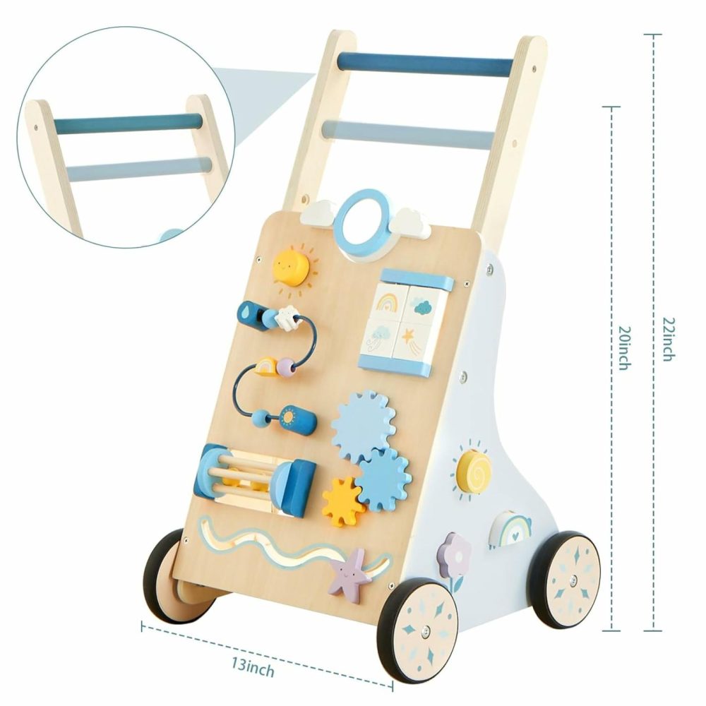 Wooden Baby Walker  Wooden Baby Push Walker  Learning Activity Walker Toys  Baby Push Toy Multiple Activities Center  Gift For Birthday  Christmas And New Year  |  Push & Pull Toys All Toys Blue