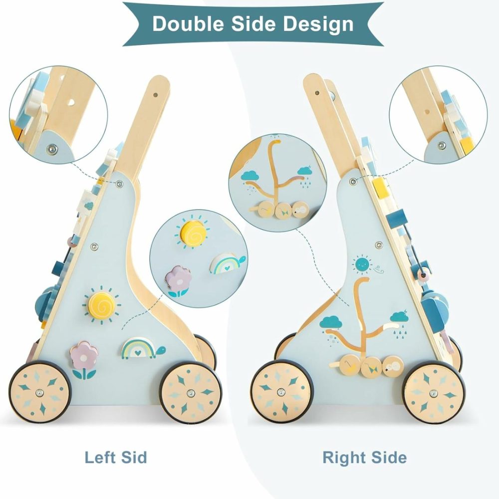 Wooden Baby Walker  Wooden Baby Push Walker  Learning Activity Walker Toys  Baby Push Toy Multiple Activities Center  Gift For Birthday  Christmas And New Year  |  Push & Pull Toys All Toys Blue