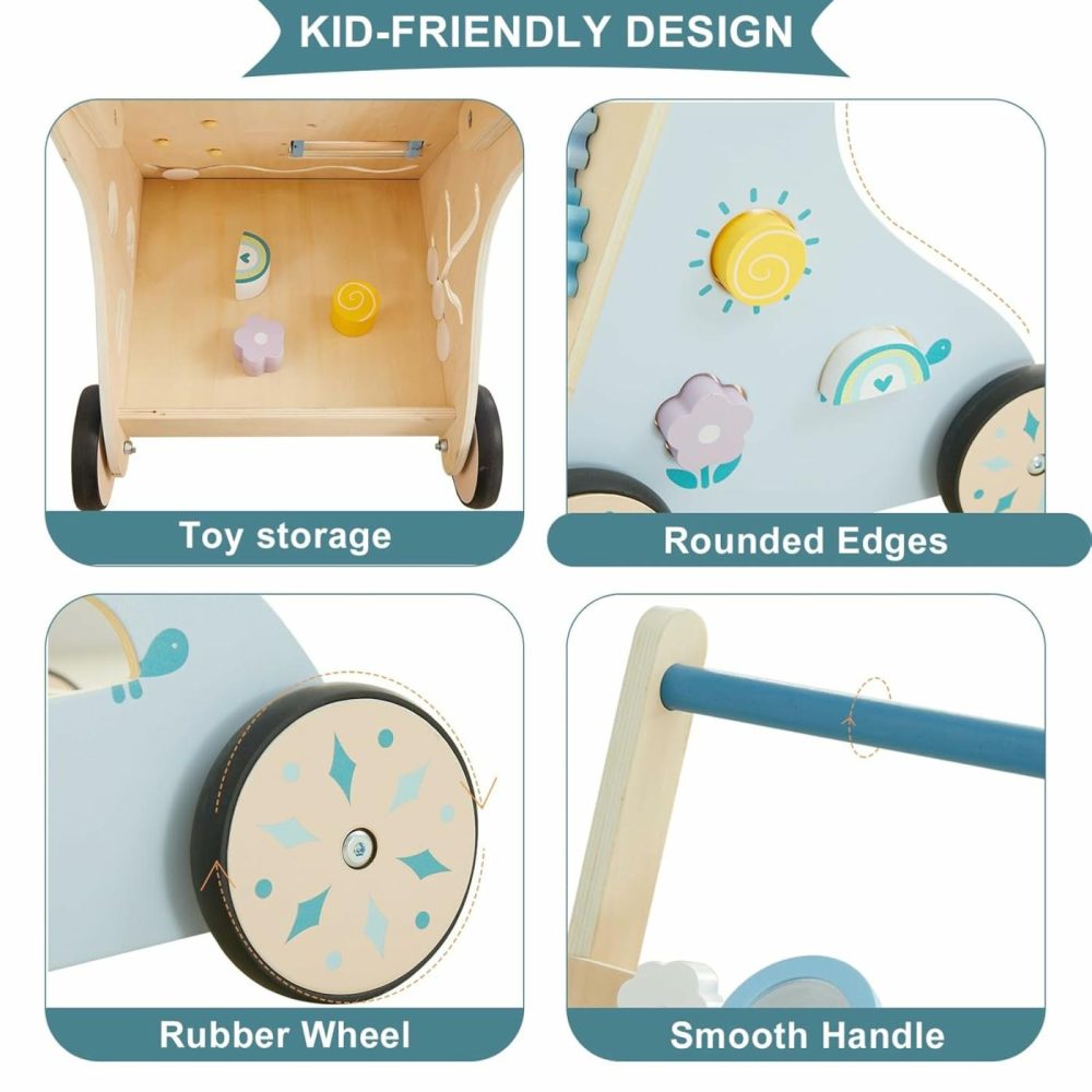 Wooden Baby Walker  Wooden Baby Push Walker  Learning Activity Walker Toys  Baby Push Toy Multiple Activities Center  Gift For Birthday  Christmas And New Year  |  Push & Pull Toys All Toys Blue