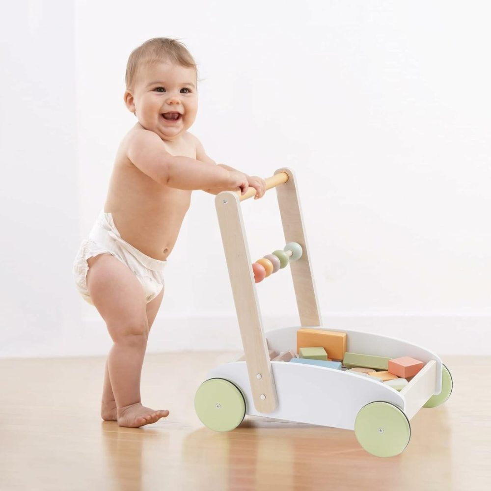 Wooden Baby Walkers Push Toys For Babies Learning To Walk With Wheels Building Blocks Toddler Educational Toys For 10-24 Months  |  Push & Pull Toys All Toys Push & Pull Toys