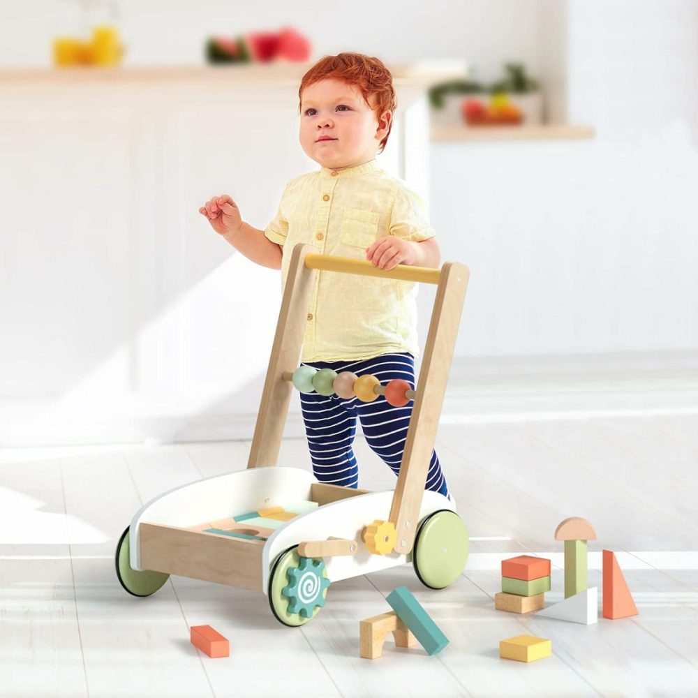 Wooden Baby Walkers Push Toys For Babies Learning To Walk With Wheels Building Blocks Toddler Educational Toys For 10-24 Months  |  Push & Pull Toys All Toys Push & Pull Toys