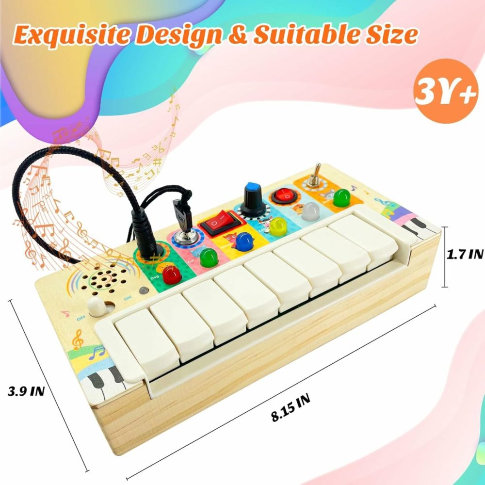 Wooden Busy Board With Led Light  Sensory Toys For Toddlers Montessori Toys  Educational Activity Toy Toddler Travel Toys  1-6 Year Old Girls & Boys Gifts  |  Sorting & Stacking Toys All Toys Sorting & Stacking Toys