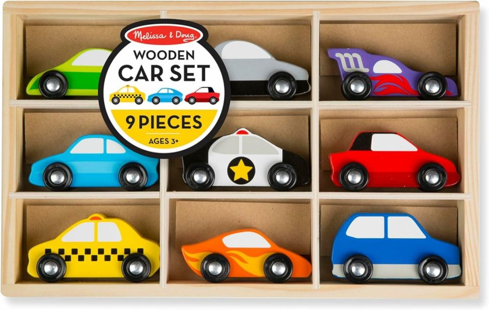 Wooden Cars Vehicle Set In Wooden Tray – Toys For Toddlers And Kids Ages 3+  |  Motor Vehicles All Toys Motor Vehicles