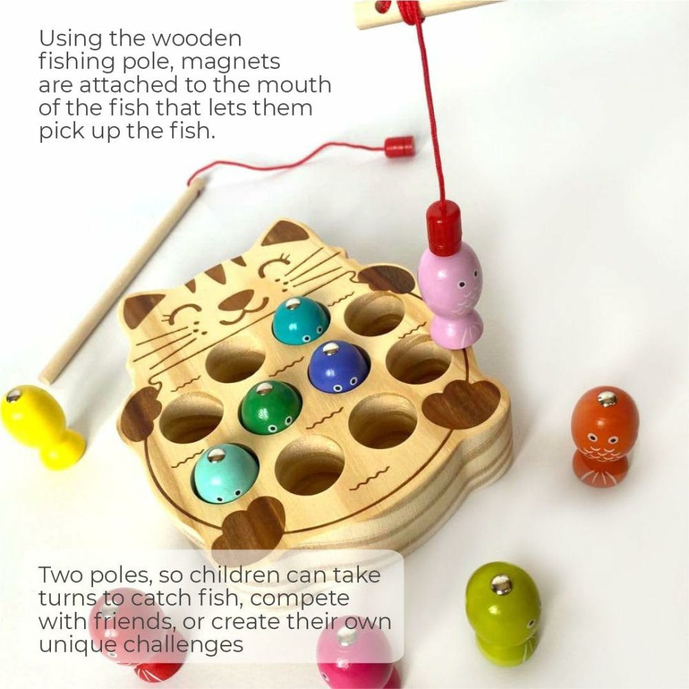 Wooden Cat Shape And Magnetic Fish With A Rob Sorter Toy For Early Development – Educational  Montessori  Toddler Learning Toy  Gift For 3 4 5 6 Years Old Girl Boy Kids  |  Sorting & Stacking Toys All Toys Sorting & Stacking Toys