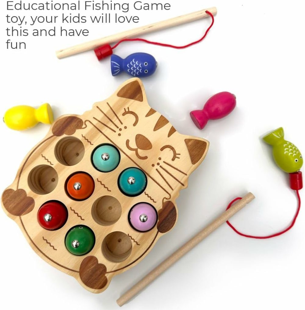 Wooden Cat Shape And Magnetic Fish With A Rob Sorter Toy For Early Development – Educational  Montessori  Toddler Learning Toy  Gift For 3 4 5 6 Years Old Girl Boy Kids  |  Sorting & Stacking Toys All Toys Sorting & Stacking Toys