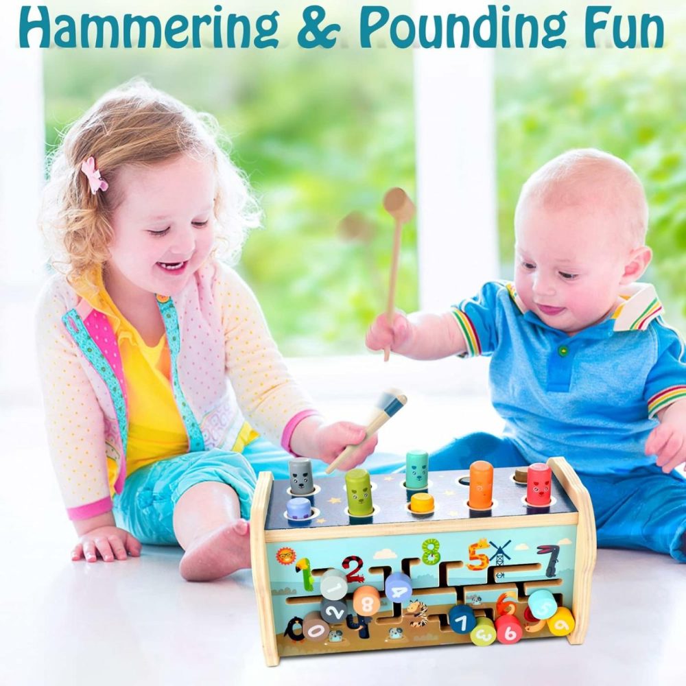 Wooden Hammering Pounding Toy For 12+ Months Kids  Montessori Toys For 1+ Year Old Babies  Early Development Toy With Pounding Bench  Xylophone  Number Sorting Maze  Gifts For Toddlers Age 1-2  |  Hammering & Pounding Toys All Toys Hammering & Pounding Toys