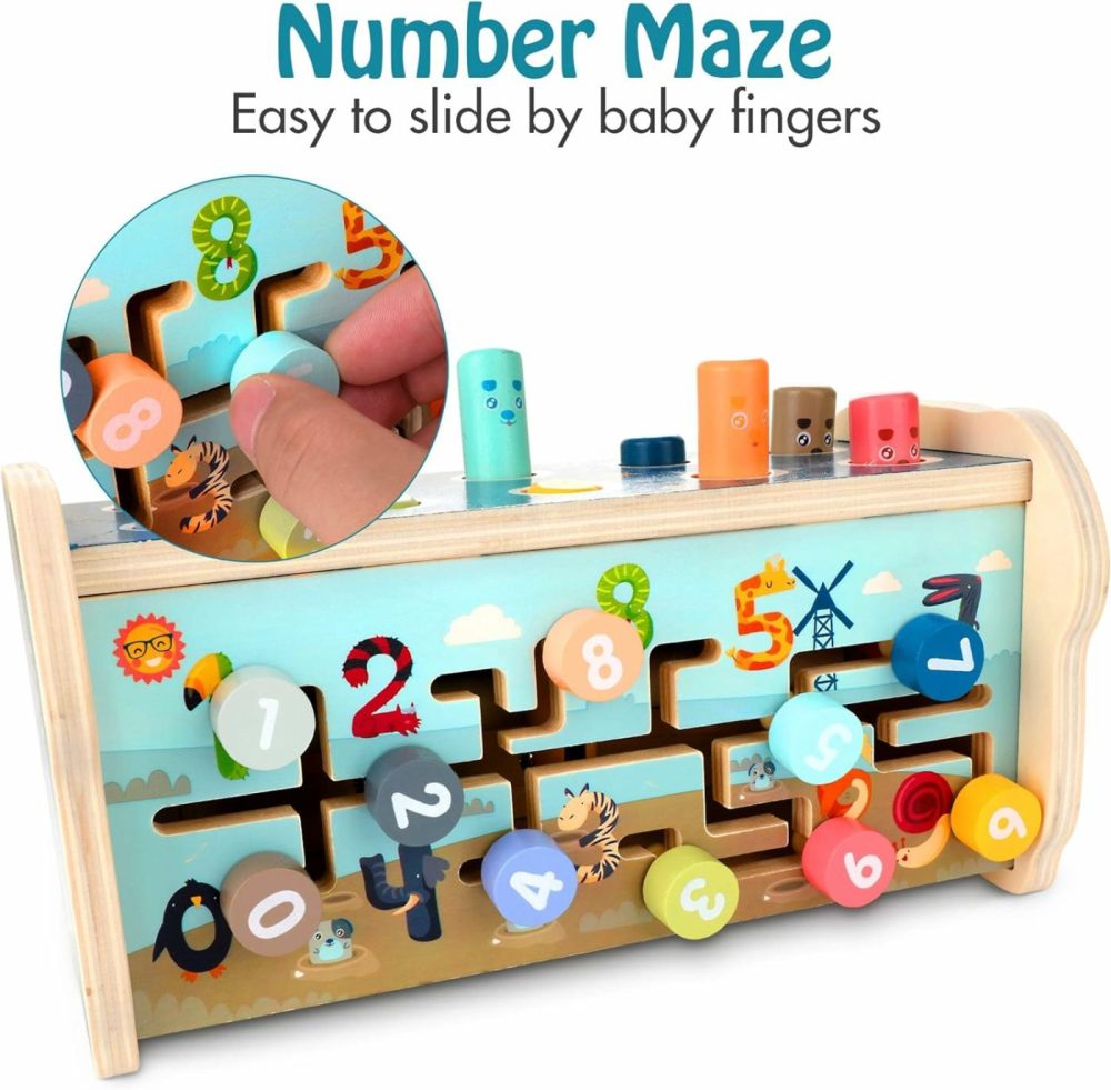 Wooden Hammering Pounding Toy For 12+ Months Kids  Montessori Toys For 1+ Year Old Babies  Early Development Toy With Pounding Bench  Xylophone  Number Sorting Maze  Gifts For Toddlers Age 1-2  |  Hammering & Pounding Toys All Toys Hammering & Pounding Toys