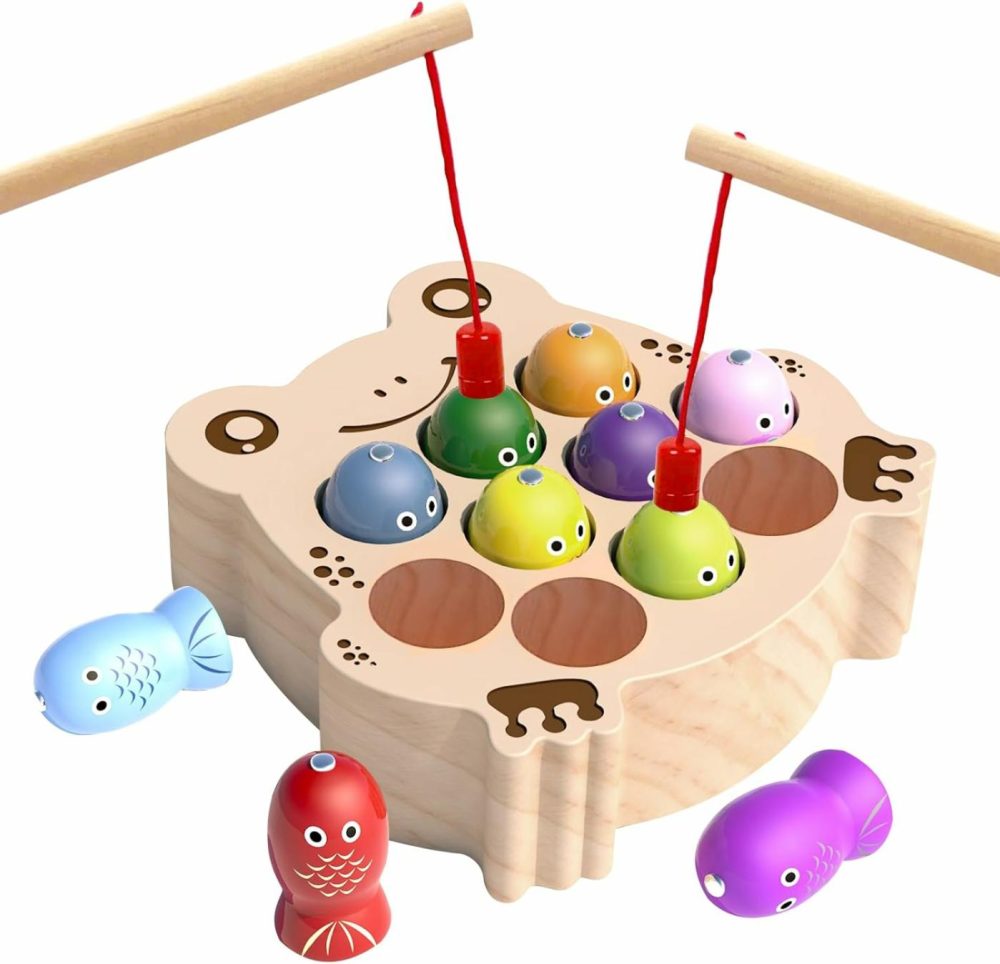 Wooden Magnetic Fishing Game For Toddlers 1-3  Montessori Sensory Busy Board Educational Learning Fine Motor Skills Toys For 1 2 3 Years Old Boys Girls  |  Sorting & Stacking Toys All Toys Sorting & Stacking Toys