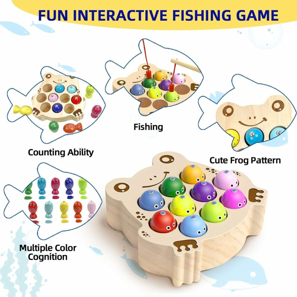 Wooden Magnetic Fishing Game For Toddlers 1-3  Montessori Sensory Busy Board Educational Learning Fine Motor Skills Toys For 1 2 3 Years Old Boys Girls  |  Sorting & Stacking Toys All Toys Sorting & Stacking Toys