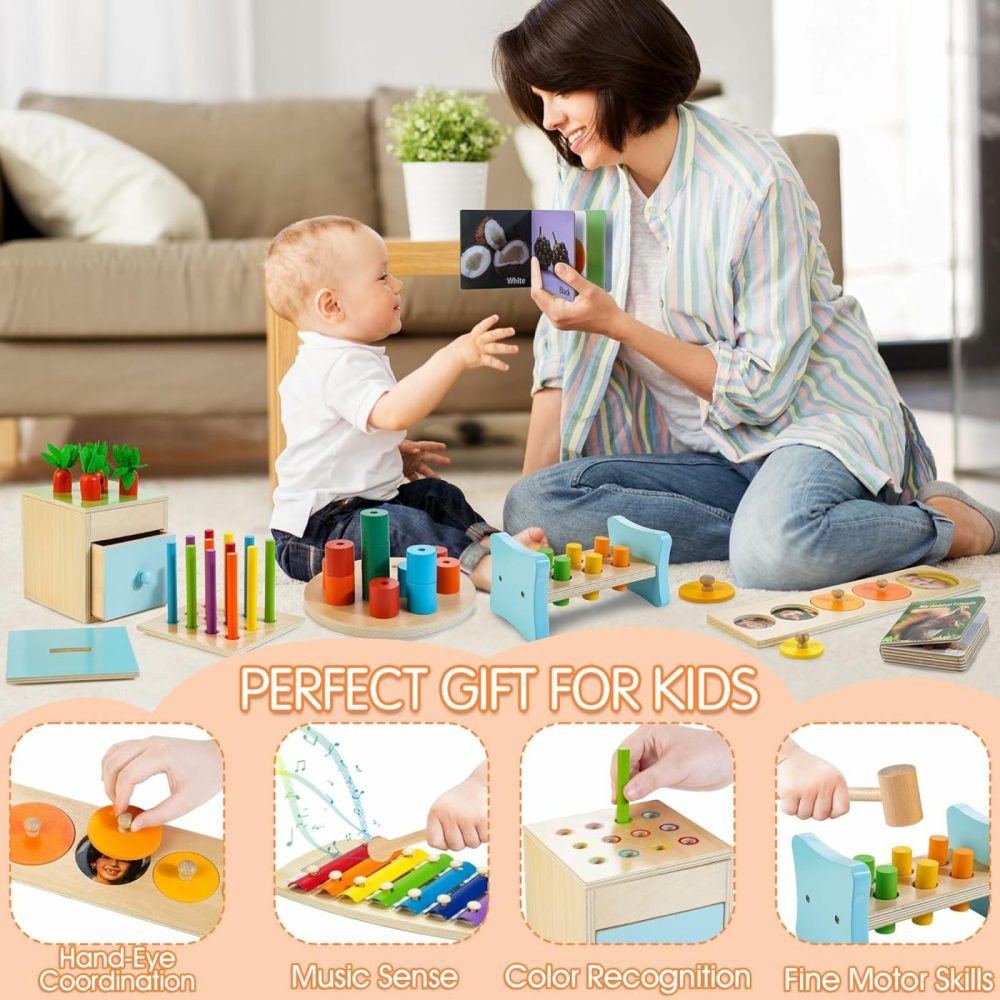 Wooden Montessori Toys For 1+ Year Old  9 In 1 Learning Educational Toys For Toddler With Educational Box  Xylophone  Pound Bench  Shape Puzzle And More  Baby Toy Gift For 12-18 Months  |  Sorting & Stacking Toys All Toys Sorting & Stacking Toys