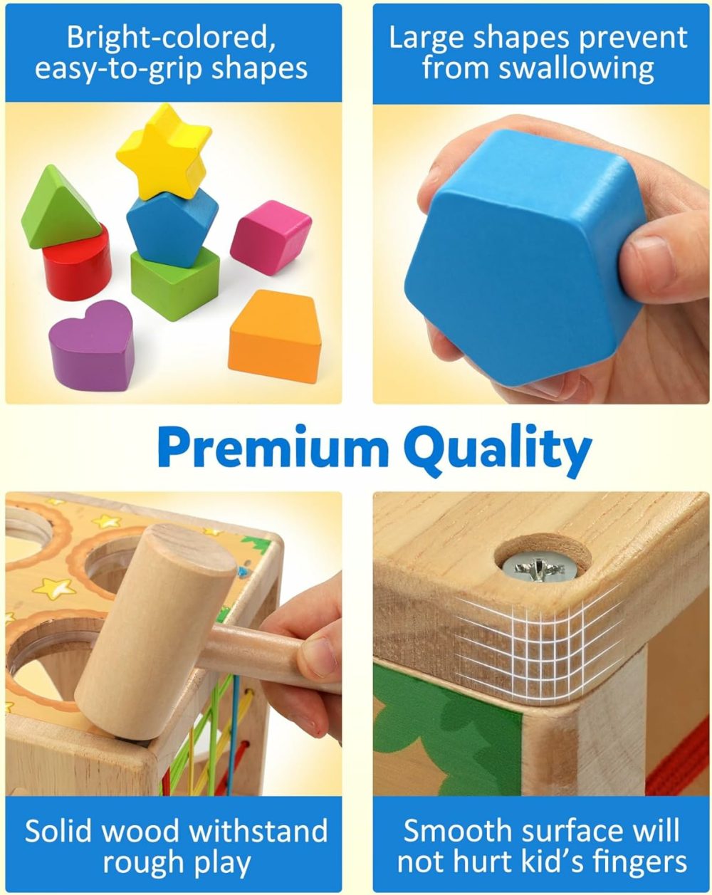 Wooden Montessori Toys For Toddlers  Shape Sorting Cube Whack Mole Fine Motor Skills Game For 1 2 3 Year Old 18 Month Baby Boys Girls Gift  |  Sorting & Stacking Toys All Toys Sorting & Stacking Toys