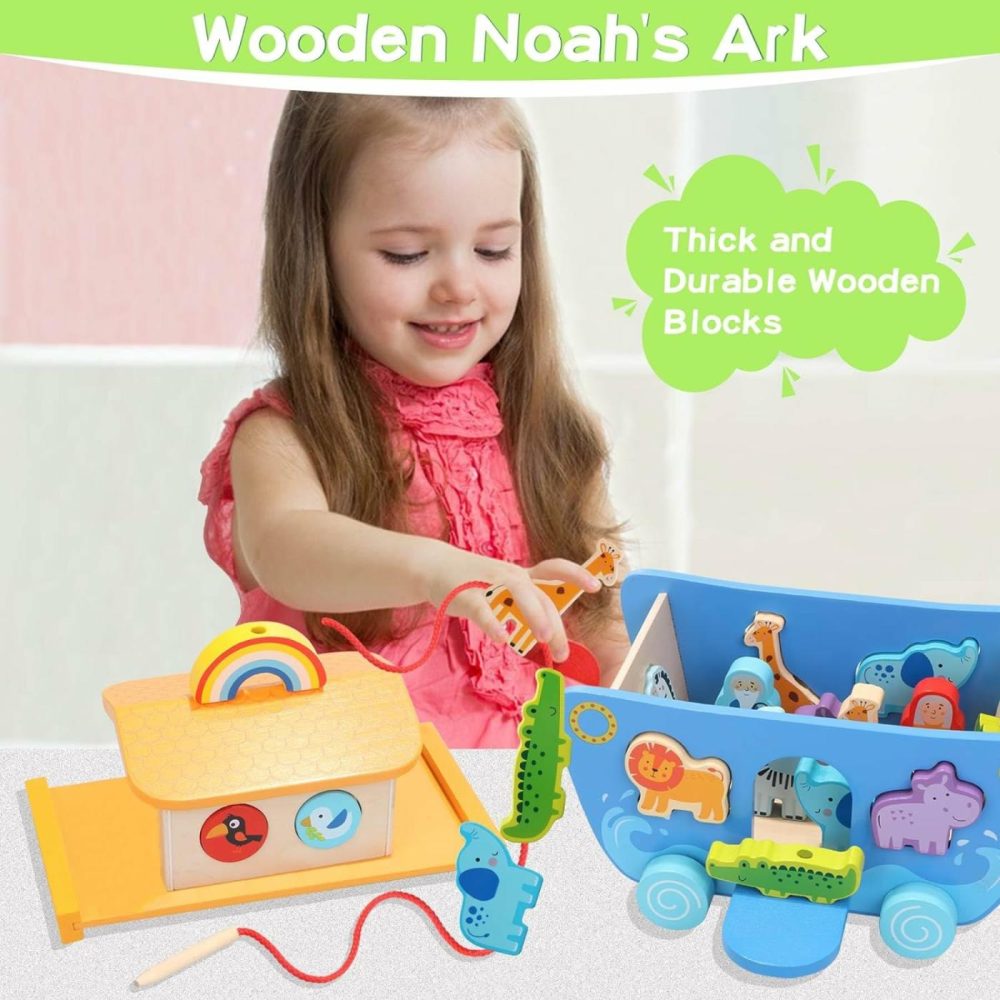 Wooden Noah’s Ark Toy With Animal Shape Sorter,Baptism Gifts For 1 2 3 4 Years Old,Montessori Toys For Toddlers,Boys And Girls,24 Months Babies  |  Sorting & Stacking Toys All Toys Sorting & Stacking Toys