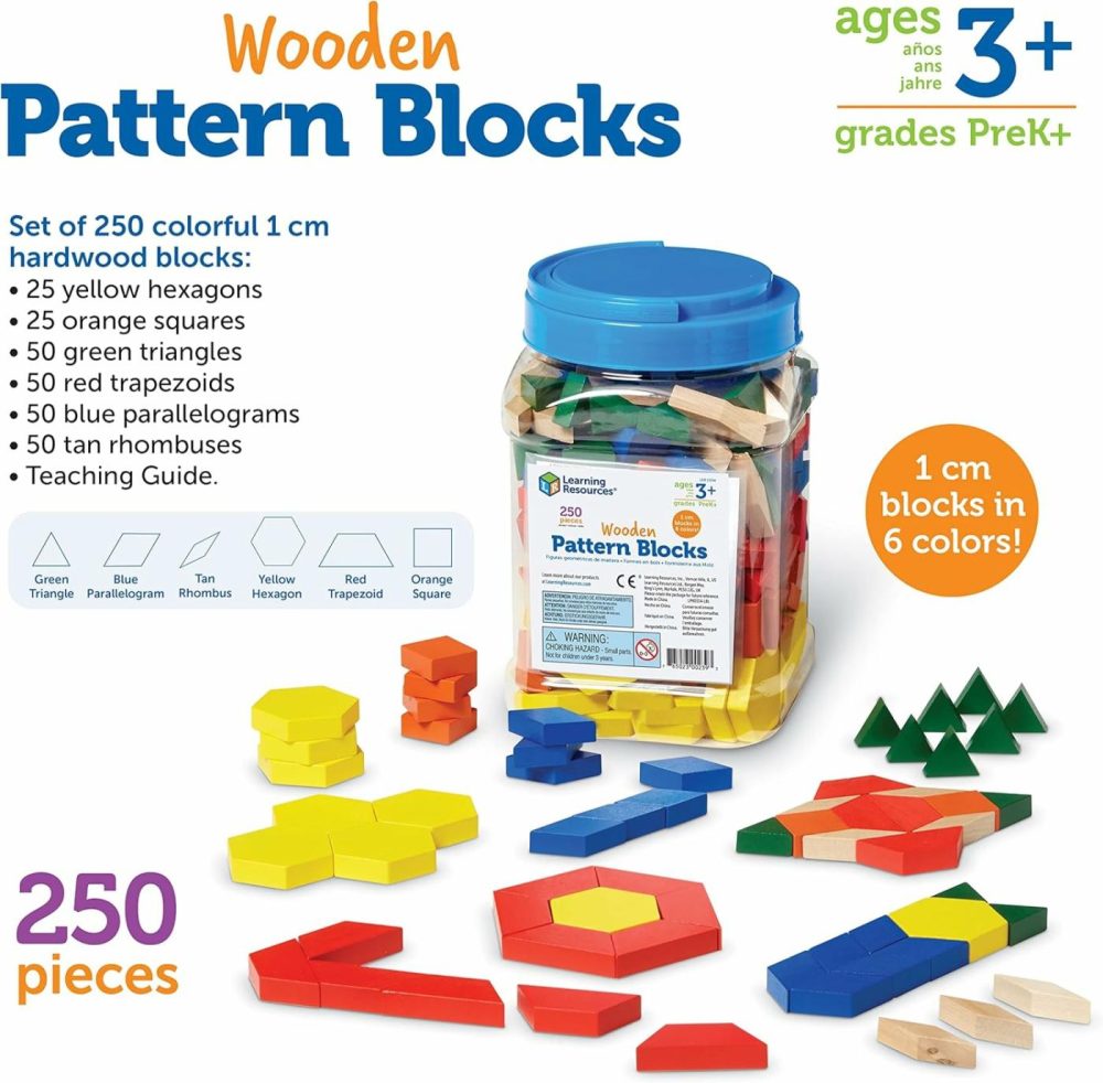 Wooden Pattern Blocks  Early Math Concepts  Set Of 250  Ages 3+  |  Early Development & Activity Toys All Toys Early Development & Activity Toys