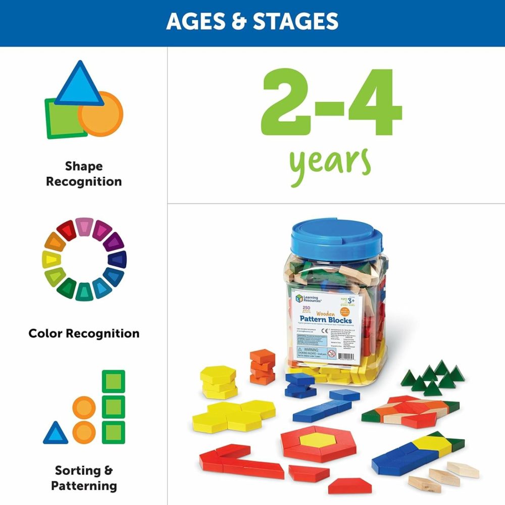 Wooden Pattern Blocks  Early Math Concepts  Set Of 250  Ages 3+  |  Early Development & Activity Toys All Toys Early Development & Activity Toys