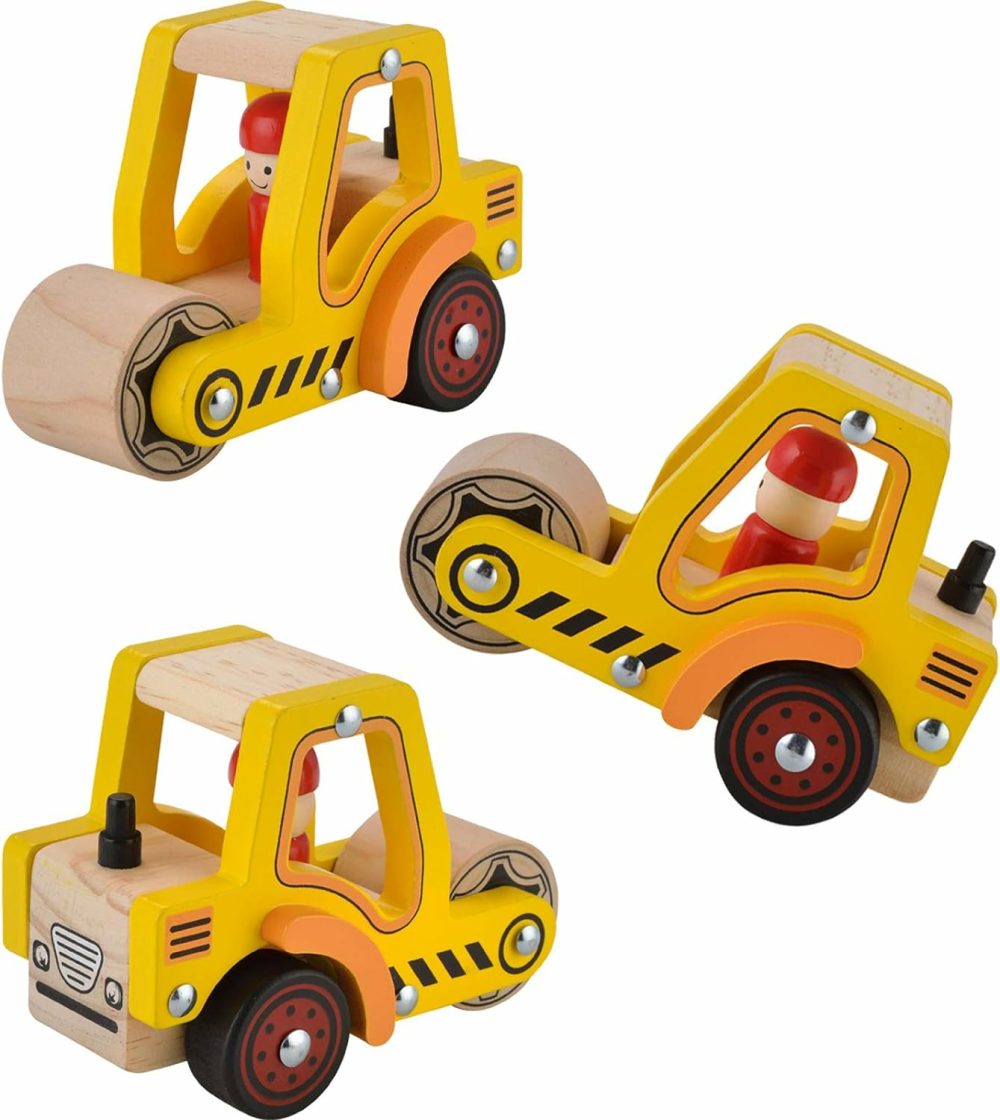 Wooden Push Car Toys For Infants 12-18 Months  2 Pcs Baby Vehicle Toys Hand Push Car Toys For 1 2 Year Old Boys Girls (Cement Truck + Road Roller Car)  |  Push & Pull Toys All Toys Push & Pull Toys