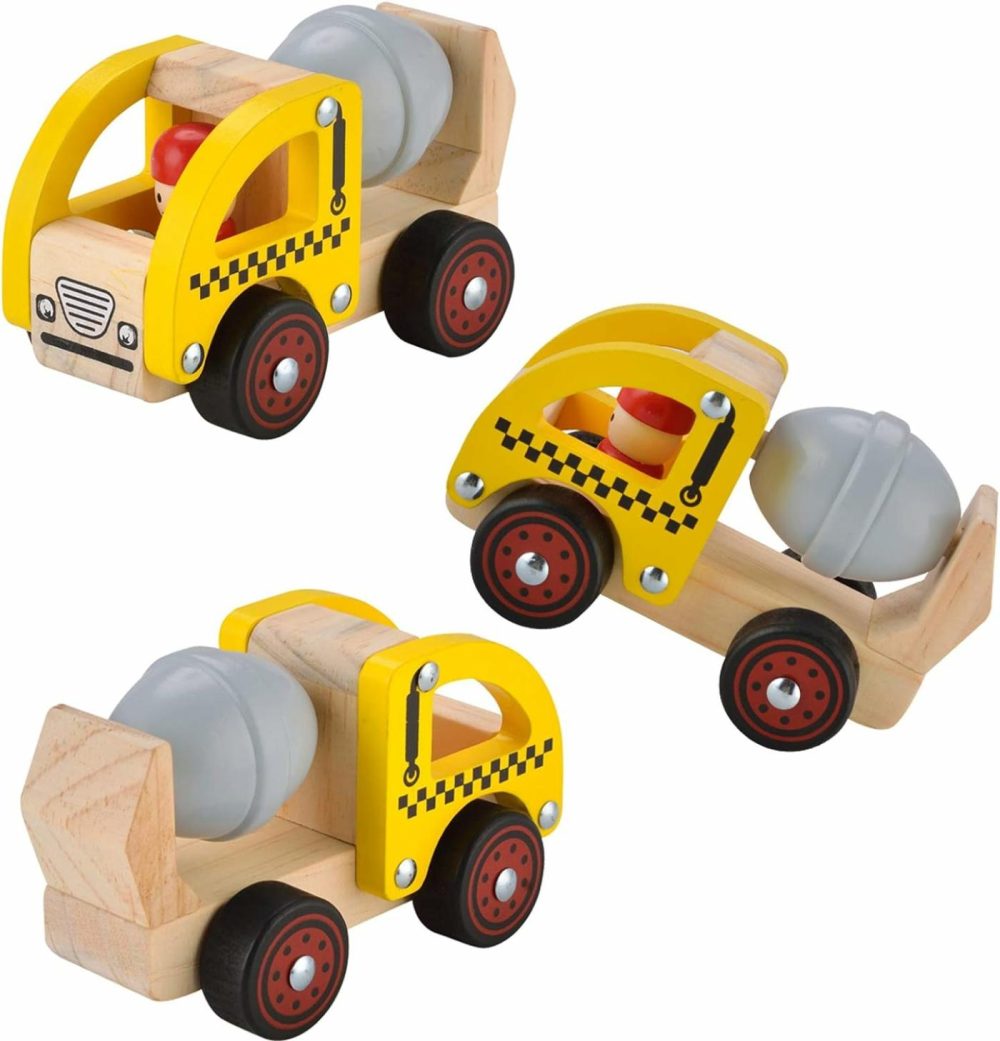 Wooden Push Car Toys For Infants 12-18 Months  2 Pcs Baby Vehicle Toys Hand Push Car Toys For 1 2 Year Old Boys Girls (Cement Truck + Road Roller Car)  |  Push & Pull Toys All Toys Push & Pull Toys