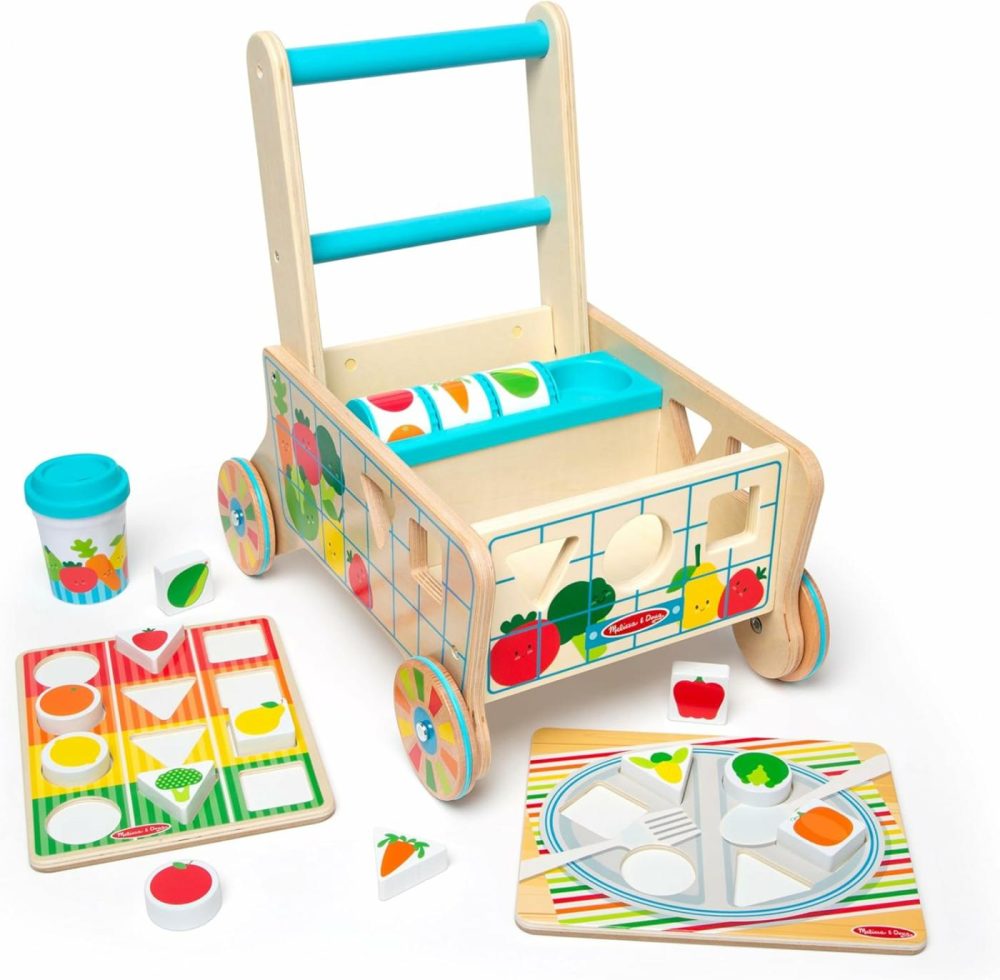 Wooden Shape Sorting Grocery Cart Push Toy And Puzzles – Pretend Play Grocery Toys  Sorting And Stacking Toys For Infants And Toddlers Ages 1+ – Fsc-Certified Materials  |  Push & Pull Toys All Toys Push & Pull Toys