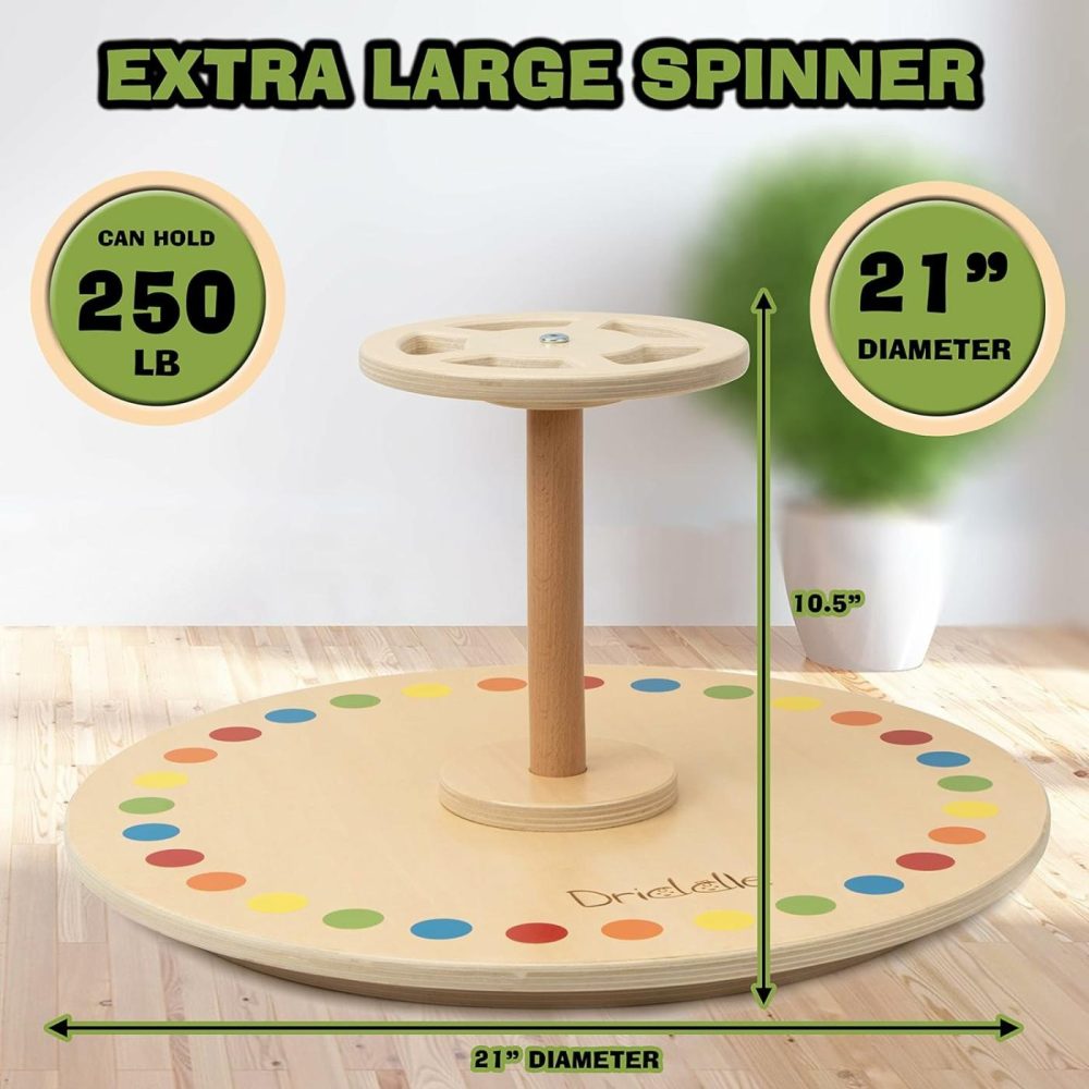 Wooden Spinner Seat – Sit And Spin – Bigger Size – Classic Spinning Activity Toy For Toddlers & Kids All Ages (Patent Pending)  |  Spinning Tops All Toys Spinner Seat