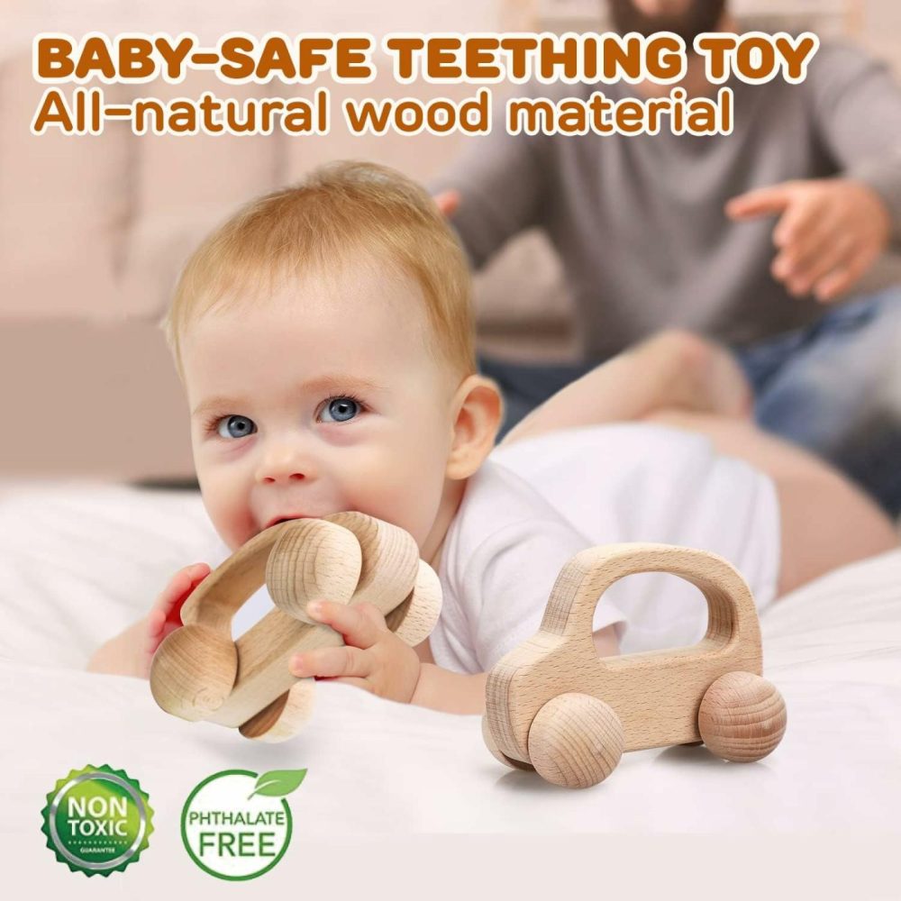 Wooden Toys Cars  Montessori Toys For Babies 0-6-12 Months  Baby Rattle Toy Cars For Toddlers 1-3  Wooden Baby Toys For 1 + Year Old  Baby Boy Nursery Decor Natural Wood Rattle Baby Push Cars  |  Rattles & Plush Rings All Toys Car Set 1