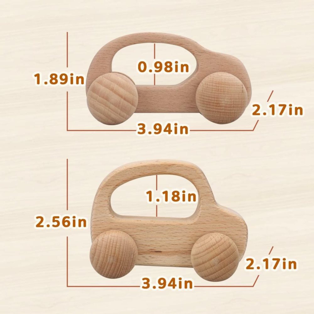 Wooden Toys Cars  Montessori Toys For Babies 0-6-12 Months  Baby Rattle Toy Cars For Toddlers 1-3  Wooden Baby Toys For 1 + Year Old  Baby Boy Nursery Decor Natural Wood Rattle Baby Push Cars  |  Rattles & Plush Rings All Toys Car Set 1