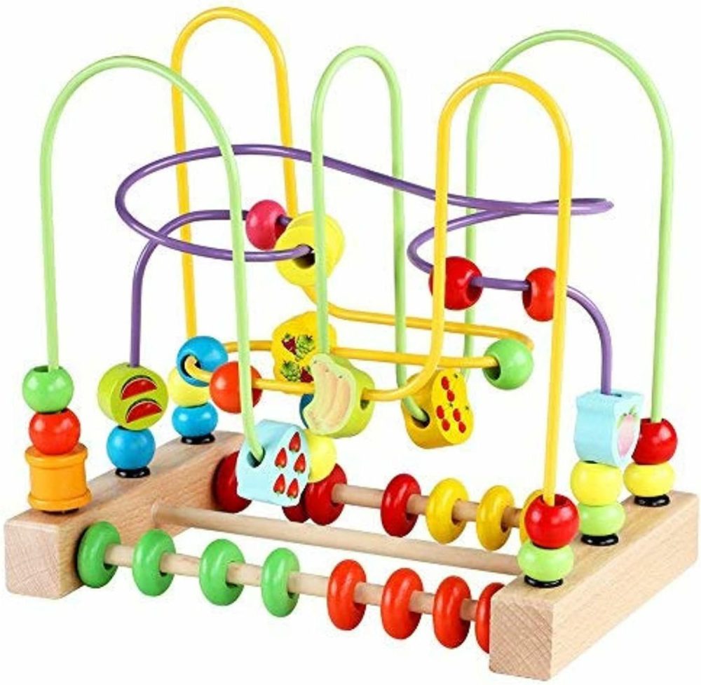 Wooden Toys For Toddlers  Bead Maze Toy For Toddlers With Colorful Animals Fruits Shapes  Educational Counting Learning Circle Toys For Kids  Classic Gifts For Boys Girls Baby  |  Bead Mazes All Toys Bead Mazes