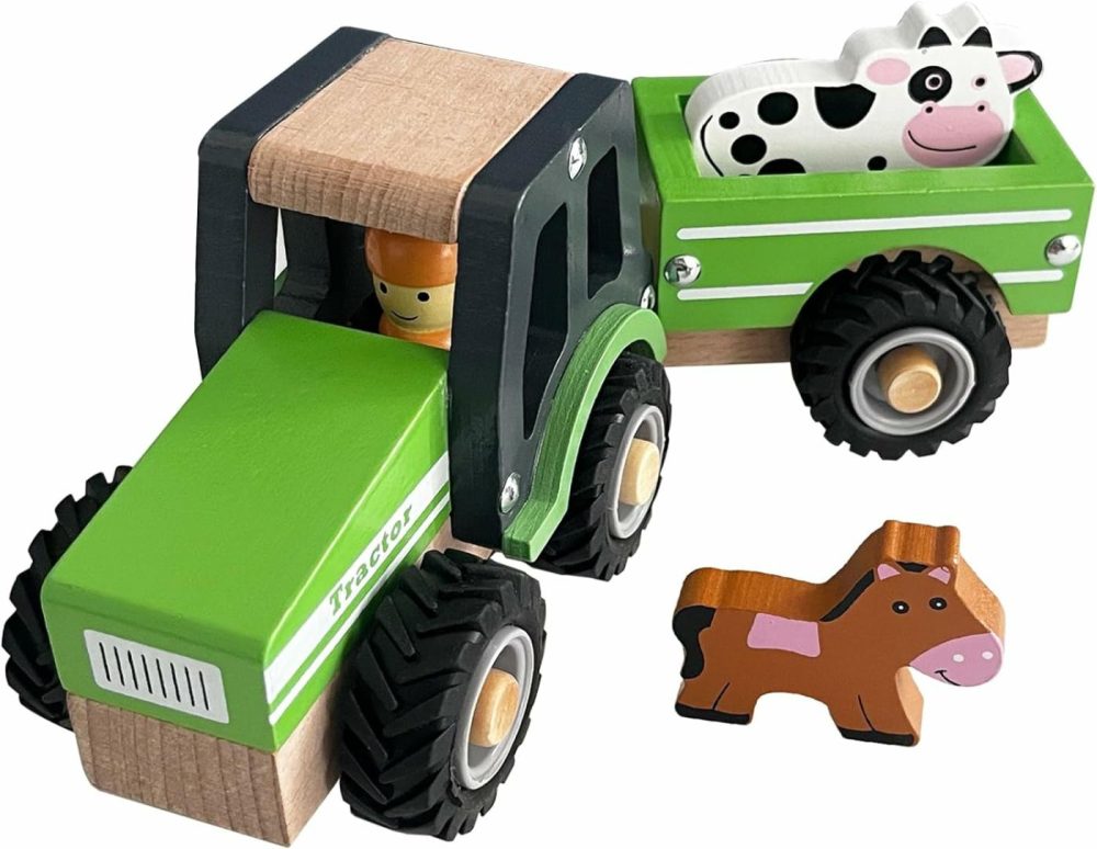 Wooden Tractor Toys For Toddlers 1-3  Baby Vehicle Toys Hand Push Car Toys For 1 2 3 Year Old Boys Girls (Green)  |  Push & Pull Toys All Toys Push & Pull Toys