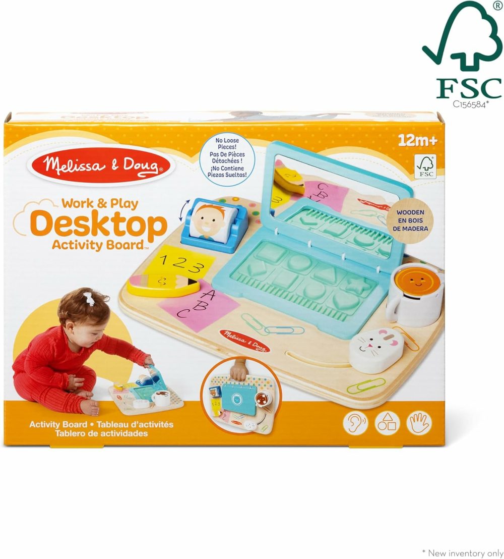 Wooden Work & Play Desktop Activity Board Infant And Toddler Sensory Toy – Fsc Certified  |  Sorting & Stacking Toys All Toys Sorting & Stacking Toys