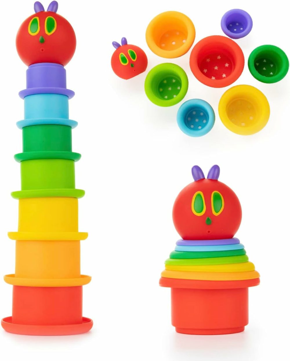 World Of Eric Carle The Very Hungry Caterpillar Bath Time Silicone Stacking Cup Set With Caterpillar Head Squirty Perfect For Water Play Ages 18 Months And Up  |  Sorting & Stacking Toys All Toys Sorting & Stacking Toys