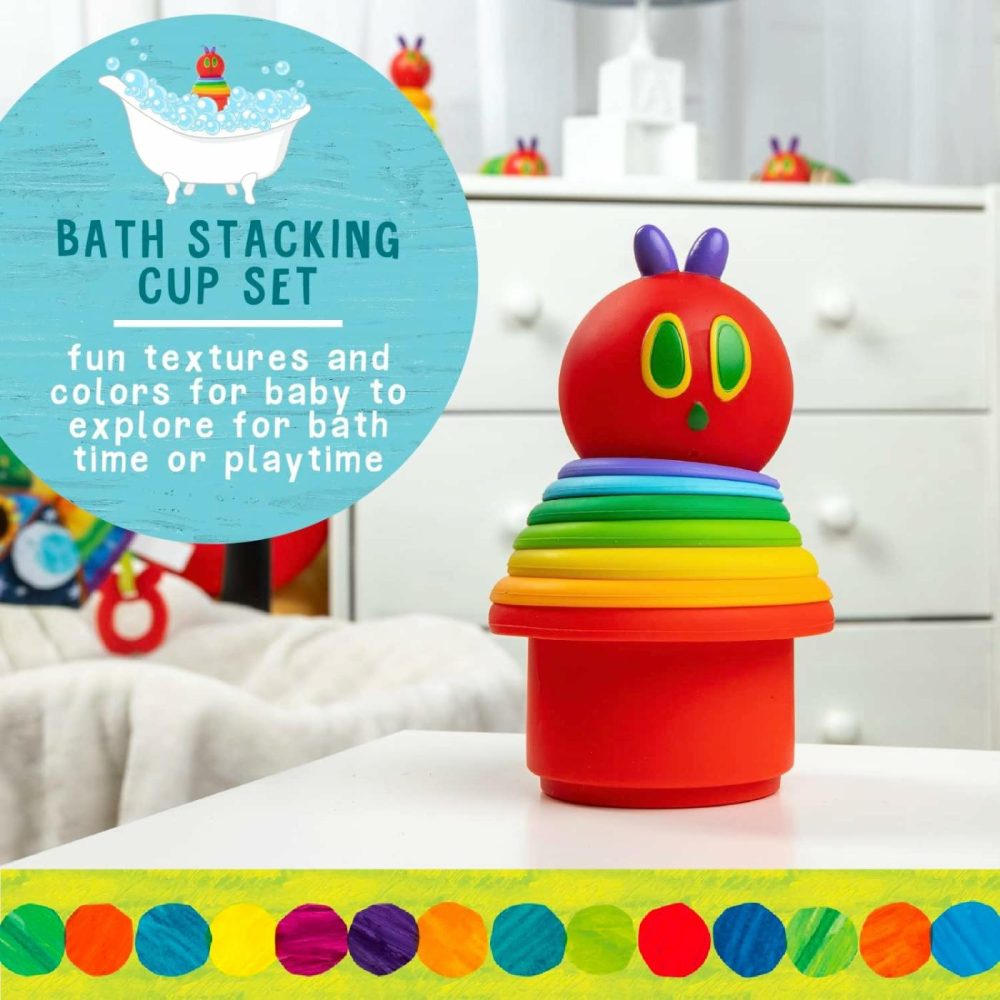 World Of Eric Carle The Very Hungry Caterpillar Bath Time Silicone Stacking Cup Set With Caterpillar Head Squirty Perfect For Water Play Ages 18 Months And Up  |  Sorting & Stacking Toys All Toys Sorting & Stacking Toys