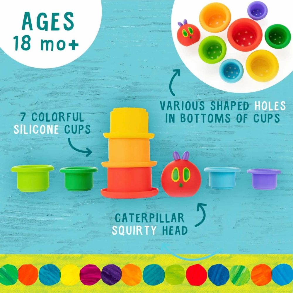 World Of Eric Carle The Very Hungry Caterpillar Bath Time Silicone Stacking Cup Set With Caterpillar Head Squirty Perfect For Water Play Ages 18 Months And Up  |  Sorting & Stacking Toys All Toys Sorting & Stacking Toys